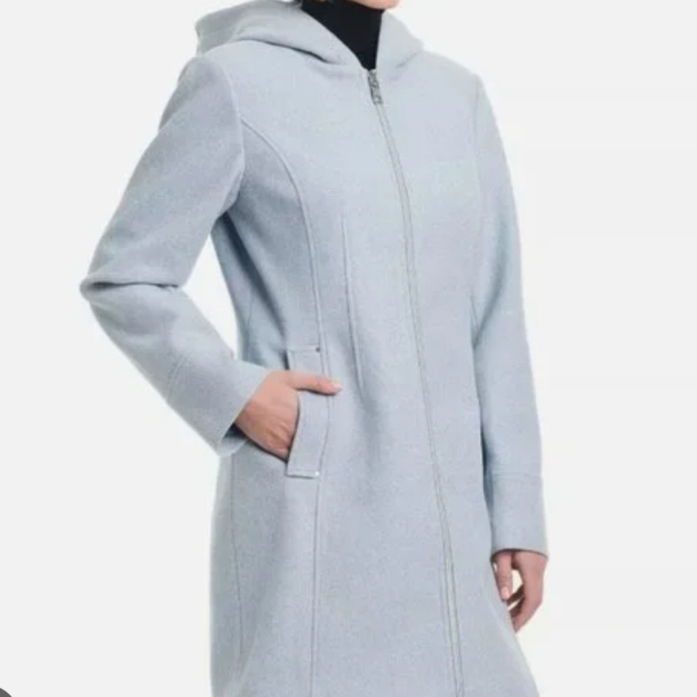 Vince Camuto's Women's Hooded Full Zip Jacket Light Blue Plus Size XXL